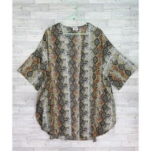 Texas True Threads Snake Print Open Front Drape Top Blouse Size Large L Western